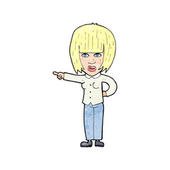 cartoon pointing annoyed woman