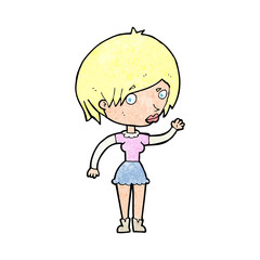 cartoon waving woman