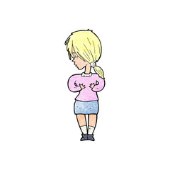 cartoon shy woman