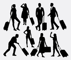 People male and female traveling silhouettes