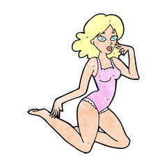 cartoon woman in lingerie