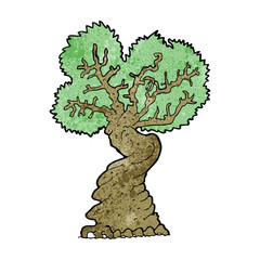 cartoon big old tree