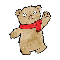 cartoon teddy bear wearing scarf