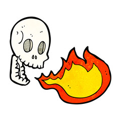 cartoon fire breathing skull