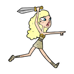 cartoon viking girl with sword