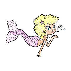 cartoon mermaid blowing kiss