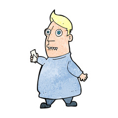 cartoon nervous man with tickets