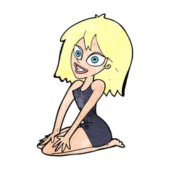 cartoon happy woman in dress