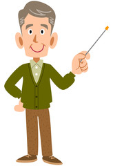 指し棒を持つ老人