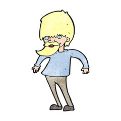 cartoon bearded man shrugging shoulders