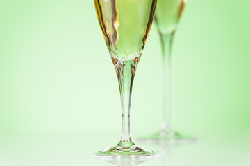 Champagne glass. Close up shot. With copy space.