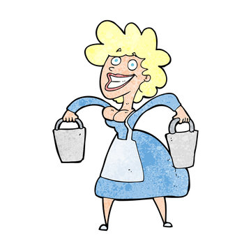 recommend clip art: cartoon milkmaid carrying buckets