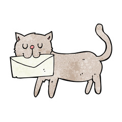 cartoon cat carrying letter