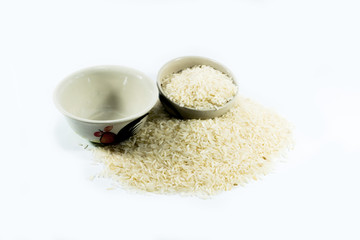 Rice seed bowl white background