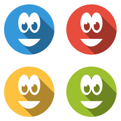 Collection of 4 isolated flat colorful icons emoticons for big s