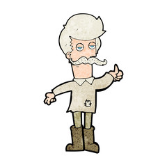 cartoon old man in poor clothes