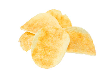 Potato chips isolated on white background
