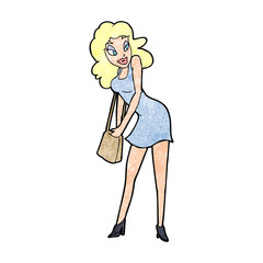 cartoon woman looking in handbag