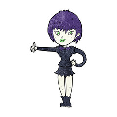 cartoon vampire girl giving thumbs up sign