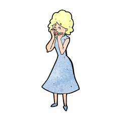 cartoon worried woman
