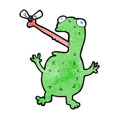 cartoon frog catching fly