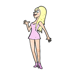 cartoon woman in pink dress