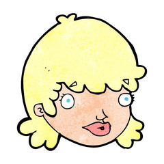 cartoon female face with surprised expression