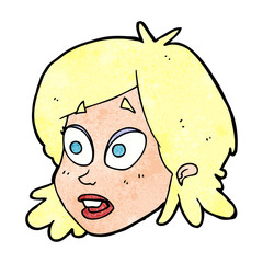 cartoon female face with surprised expression