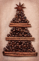  cinnamon sticks and coffee beans