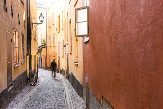 Narrow street in the Old Town of Stockholm