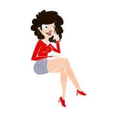 cartoon office woman sitting