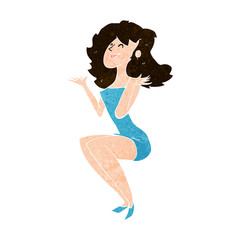 cartoon attractive woman sitting