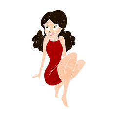 cartoon attractive woman posing
