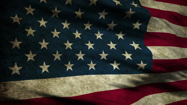 Old Glory 0106: An old, worn American flag waves in the breeze (Loop).