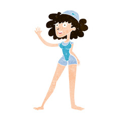 cartoon swimmer woman