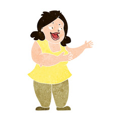 cartoon happy fat woman