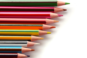 isolated coloured pencils bar on white background