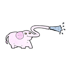 cartoon elephant squirting water