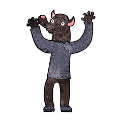 cartoon happy werewolf man