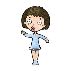 cartoon waving woman