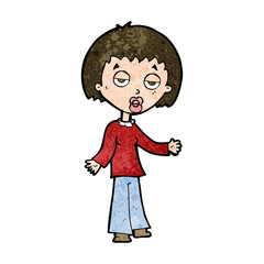 cartoon tired woman