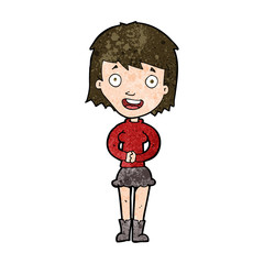cartoon excited woman