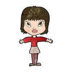 cartoon woman with outstretched arms