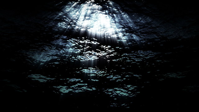 Water FX0316: Underwater ocean waves ripple and flow with light rays (Loop).