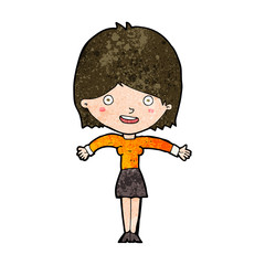 cartoon excited woman