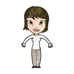 cartoon woman shrugging shoulders