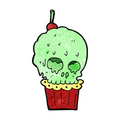 cartoon spooky skull cupcake
