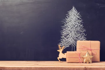  Christmas background with chalkboard and presents © maglara
