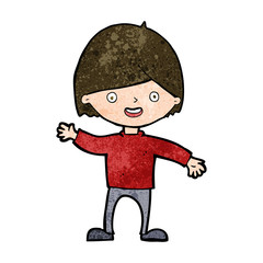 cartoon waving boy