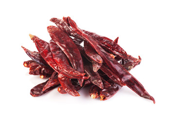 dry red pepper on white background